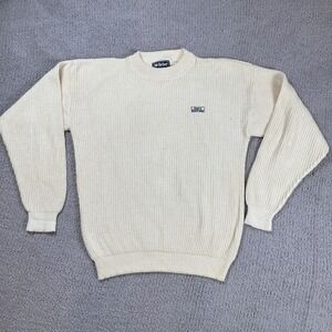 Vintage McBriar Sports Illustrated Sweater Mens S Cream Cotton Knit Embroidered